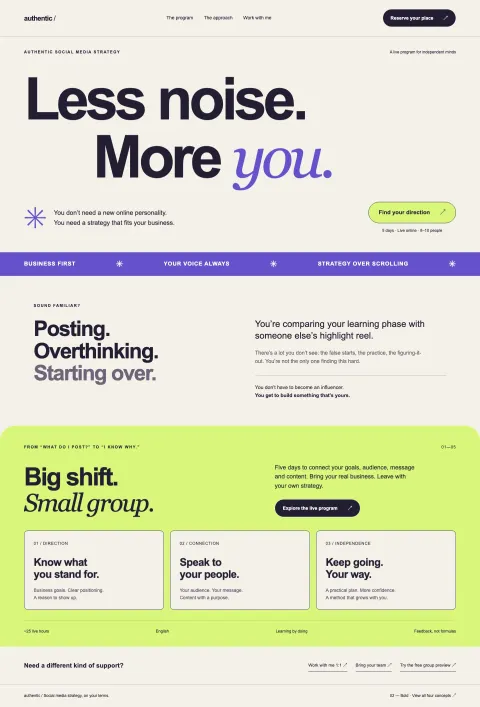 Bold · lila–lime tipográfia